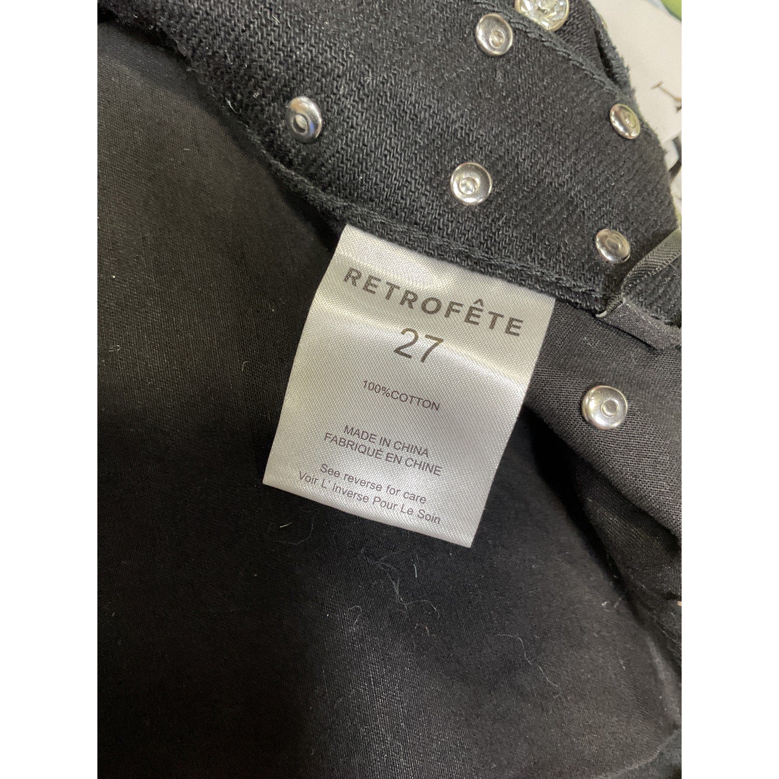 Retrofete 'Angel' Black Denim Crystal Embellished Jean Short Size 27 - NWT