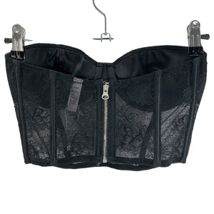 Fleur Du Mal Lace Black Bouquet Bustier Size 32 D