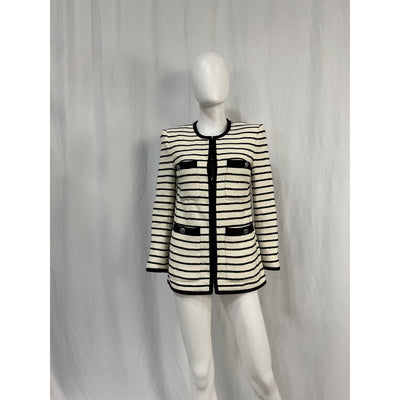 Veronica Beard 'Foster' White Cotton Cotton Blend Tweed Dickey Jacket Size 2