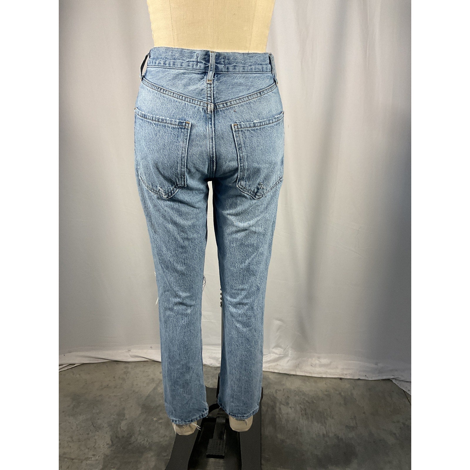 Agolde 'Riley' Blue High Rise Straight Crop Denim Jean Size 24