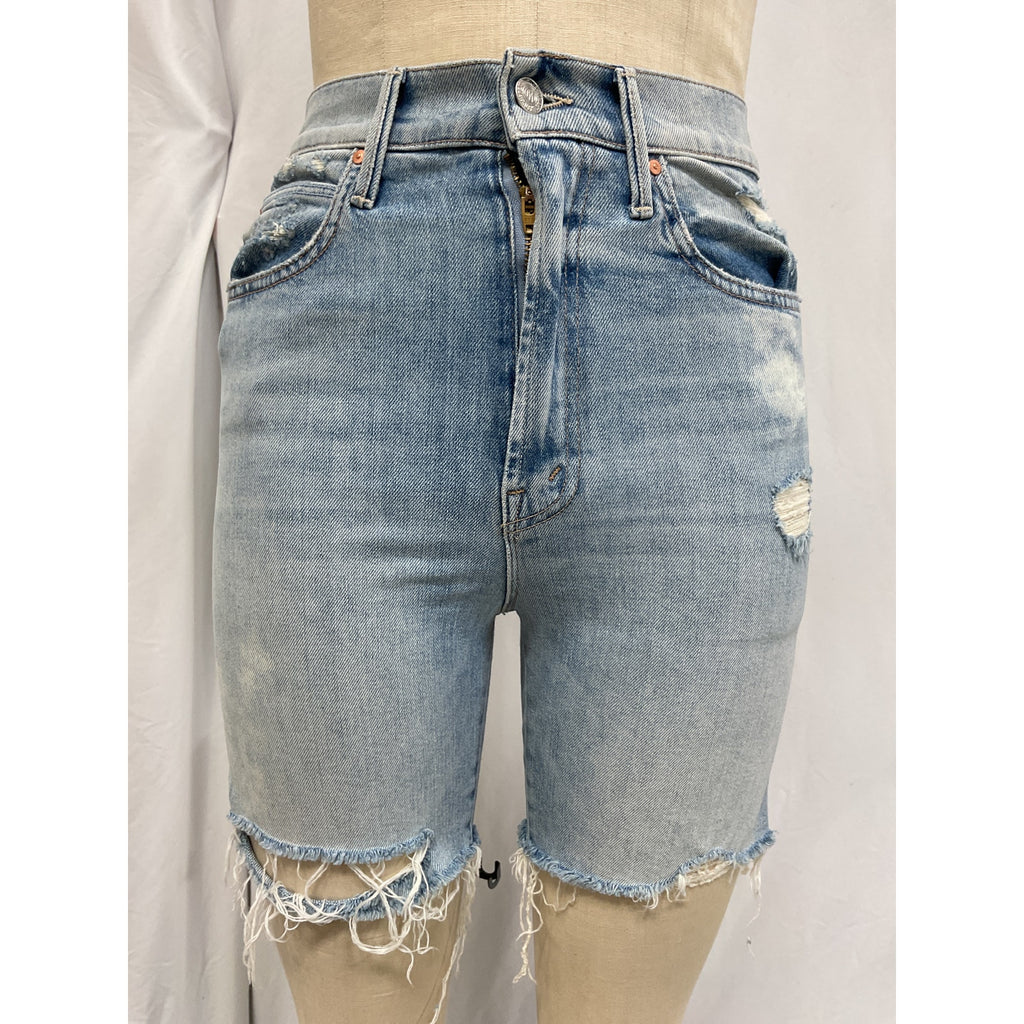 Mother High Waisted 'Smokin' Blue Denim Fray Short Size 25