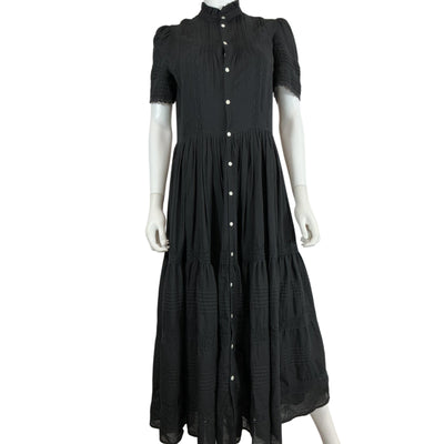 Ralph Lauren Lace-Trim Black Voile Dress Size 4