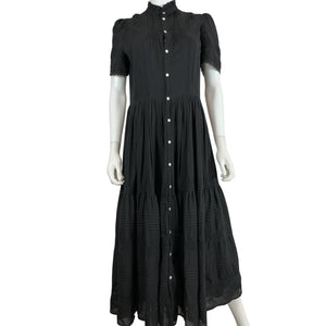 Ralph Lauren Lace-Trim Black Voile Dress Size 4