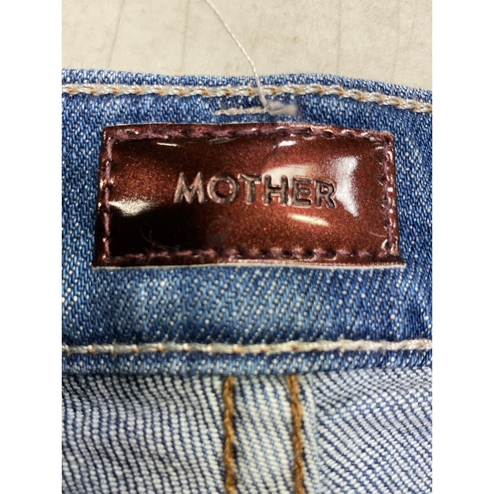 Mother Rider Step Fray Hem Blue Cotton Ankle Denim Jeans  Size 28