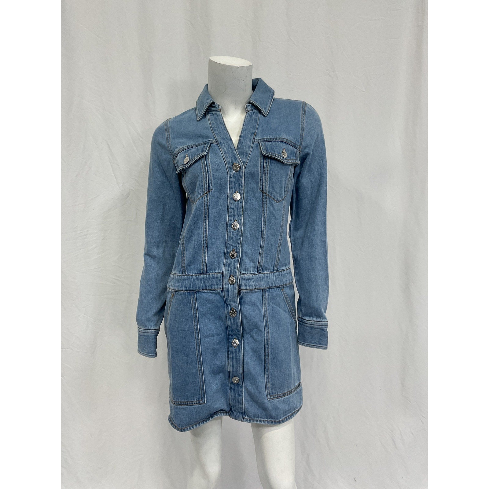 Veronica Beard 'Cicely' Blue Cotton Drop-Waist Denim Dress Size XS