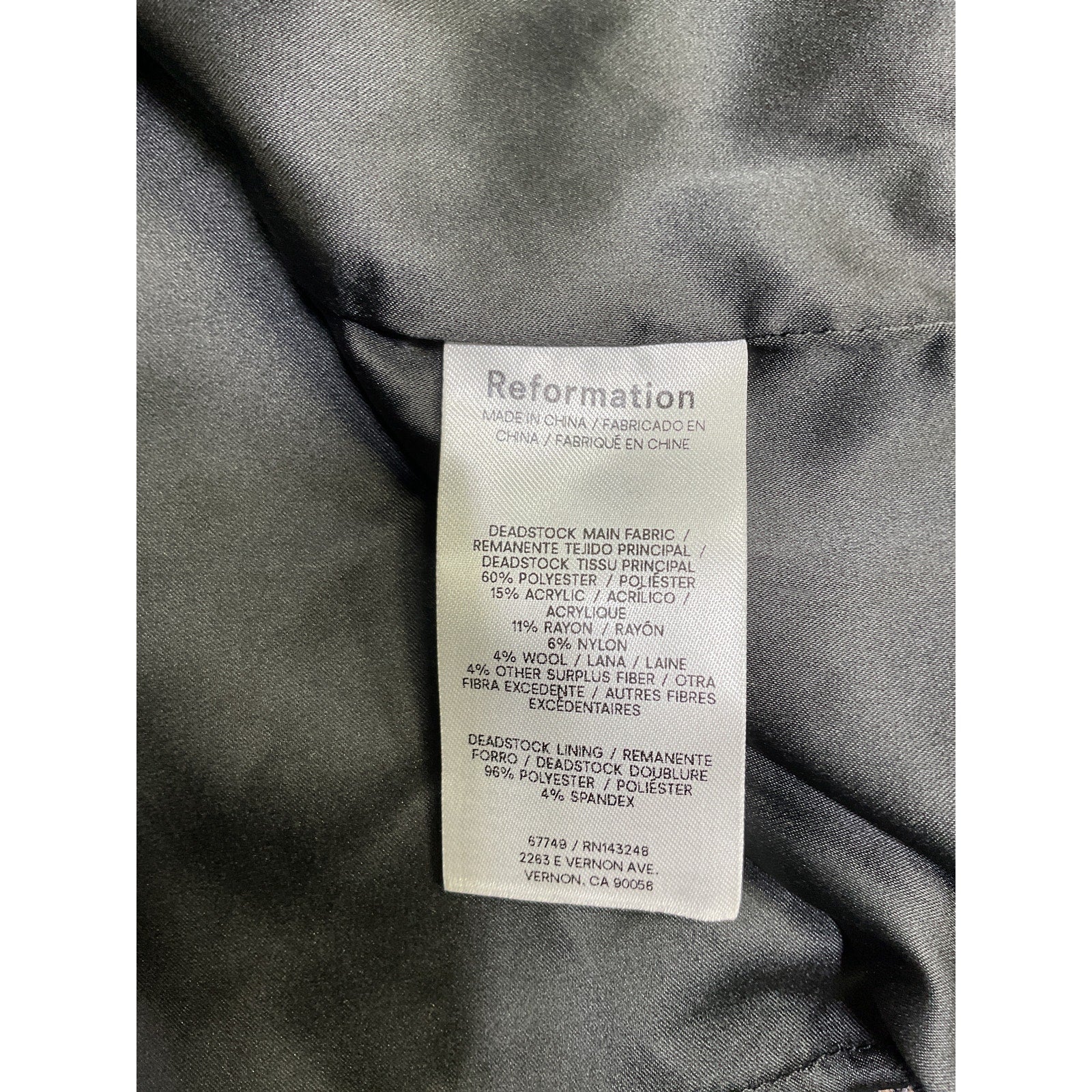 Reformation 'Rory' Black Polyester Skirt Size 6