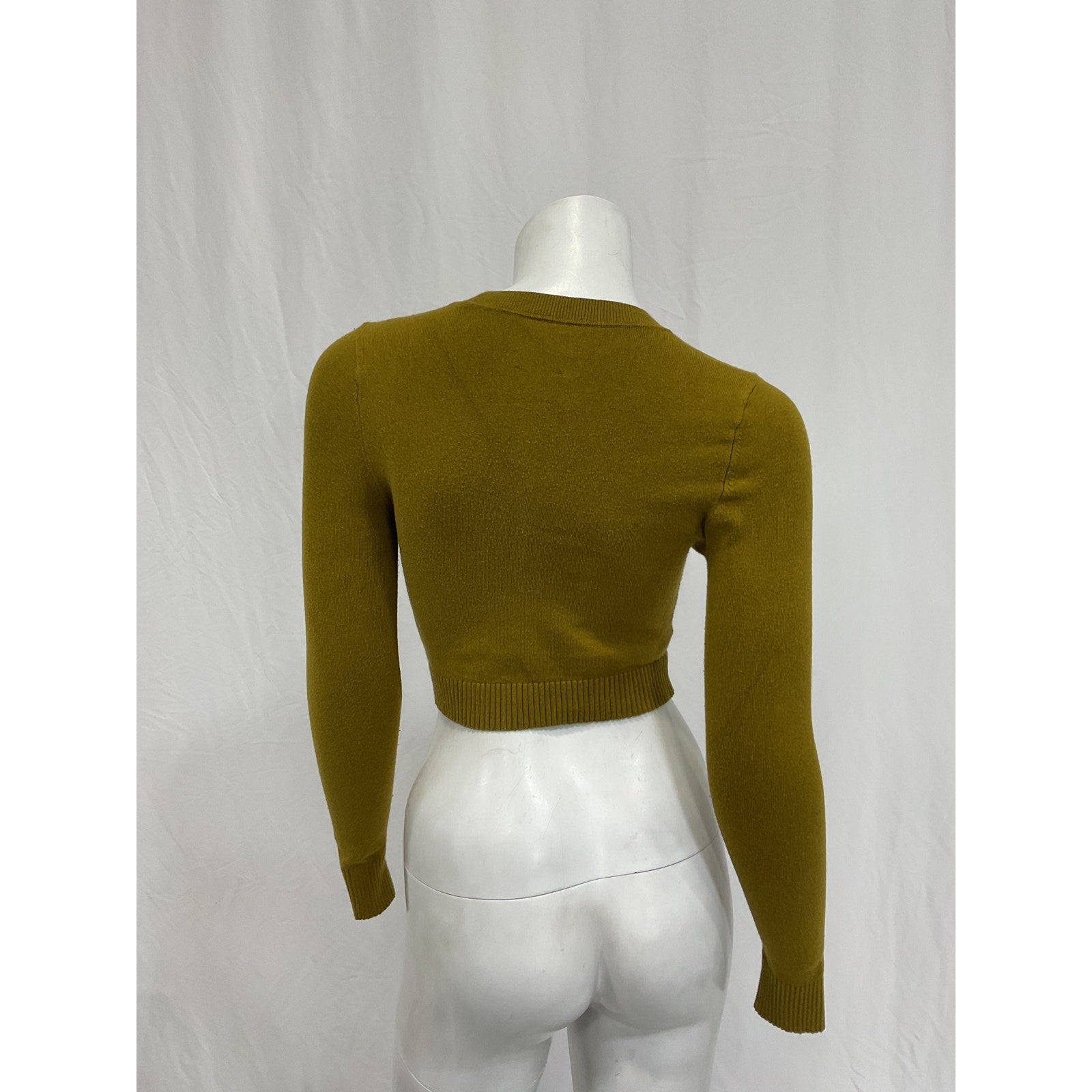 Joostricot Long Sleeve Green Cotton Crop Top Size XS
