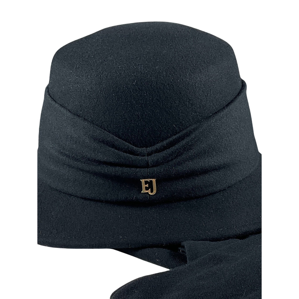 Eric Javits Scarf 'Agatha' Black Wool Hat Size OS