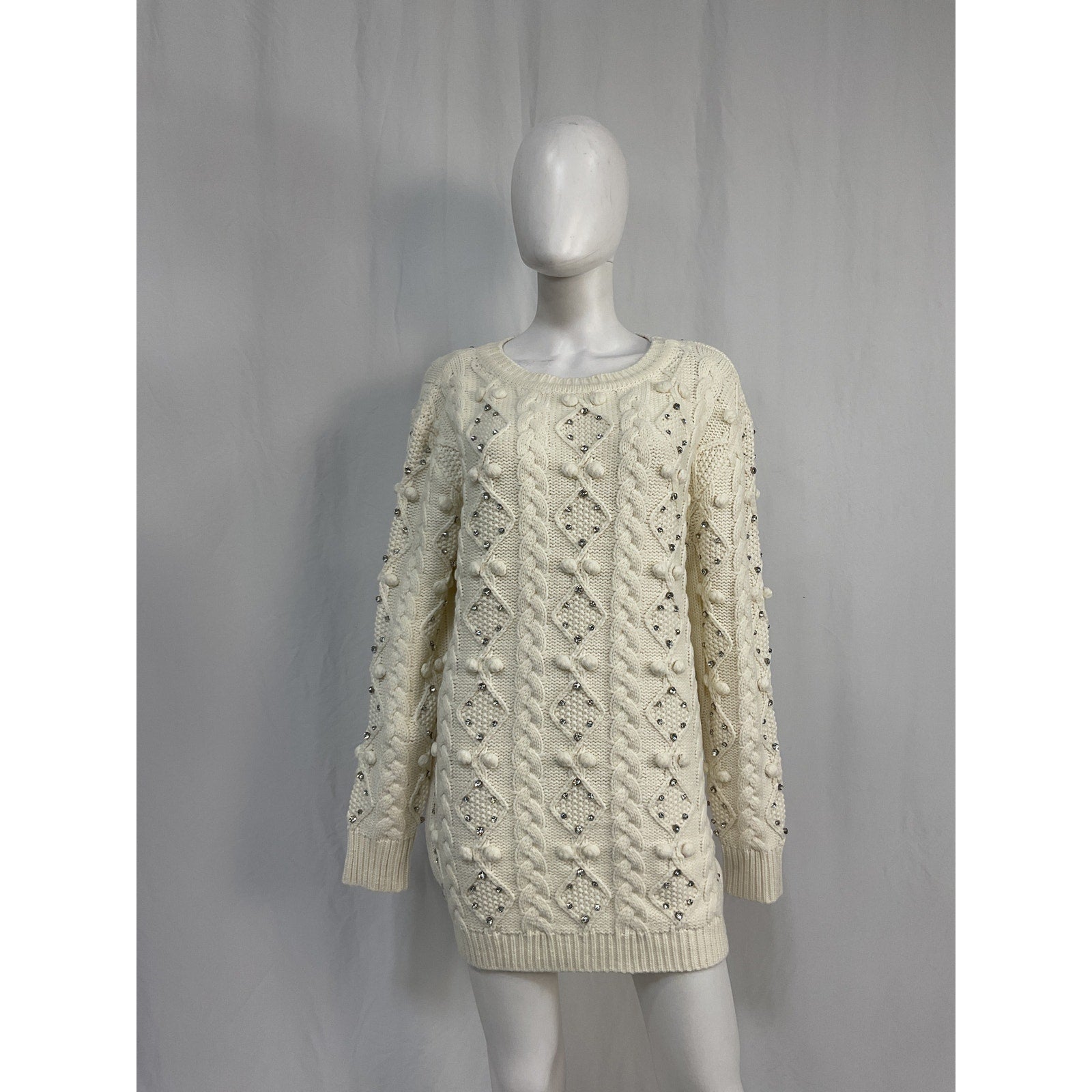 Retrofete 'Maple' White Acrylic Embellished Sweater Dress Size S - NWT