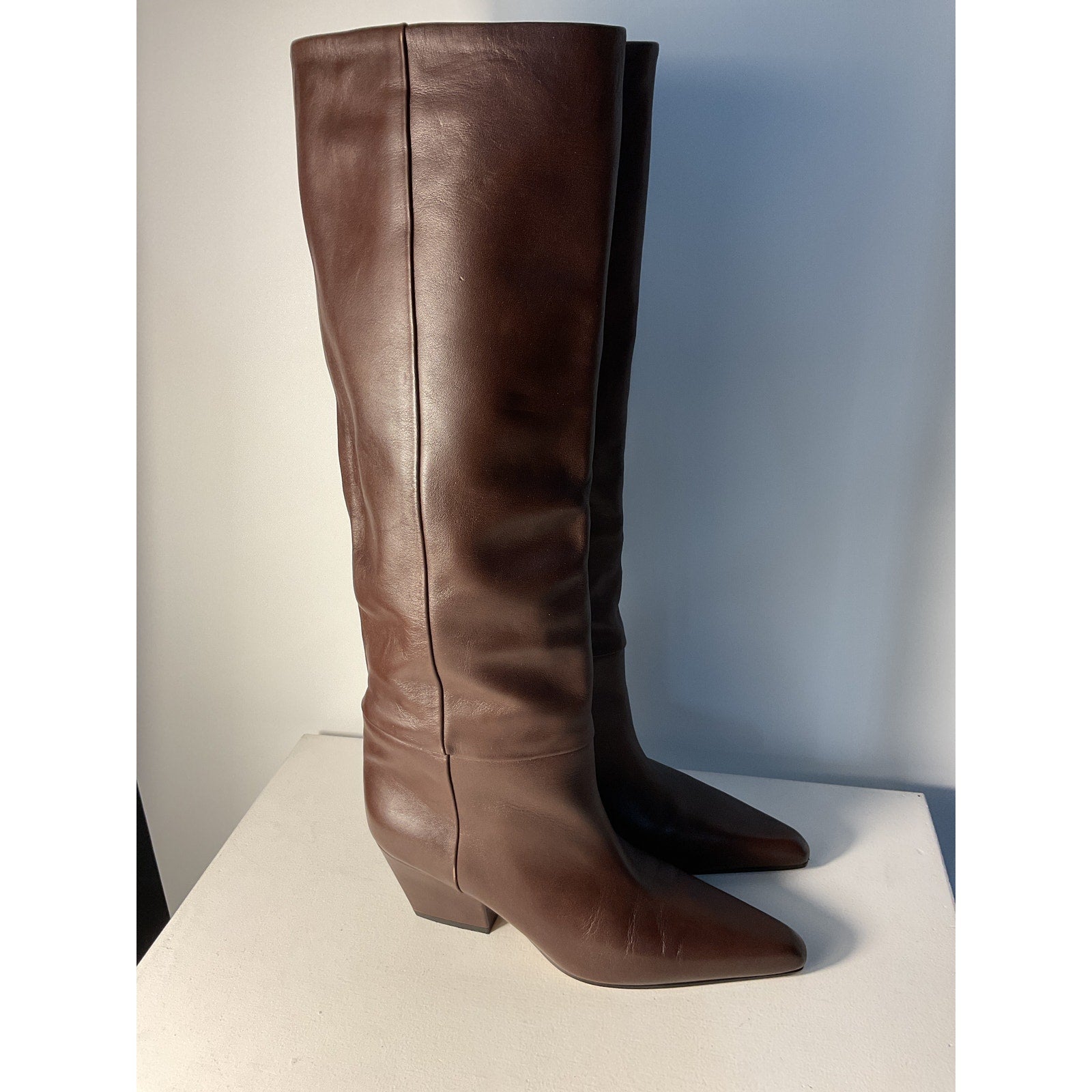 Paris Texas 'Jane' Brown Leather Boot 60 Size 8.5