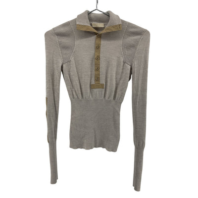 Ulla Johnson Ribbed Beige Drew Polo Sweater Size Small