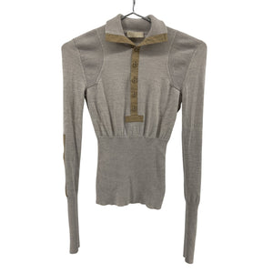 Ulla Johnson Ribbed Beige Drew Polo Sweater Size Small