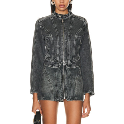 Grlfrnd Washed Gray Racer Jacket Size L