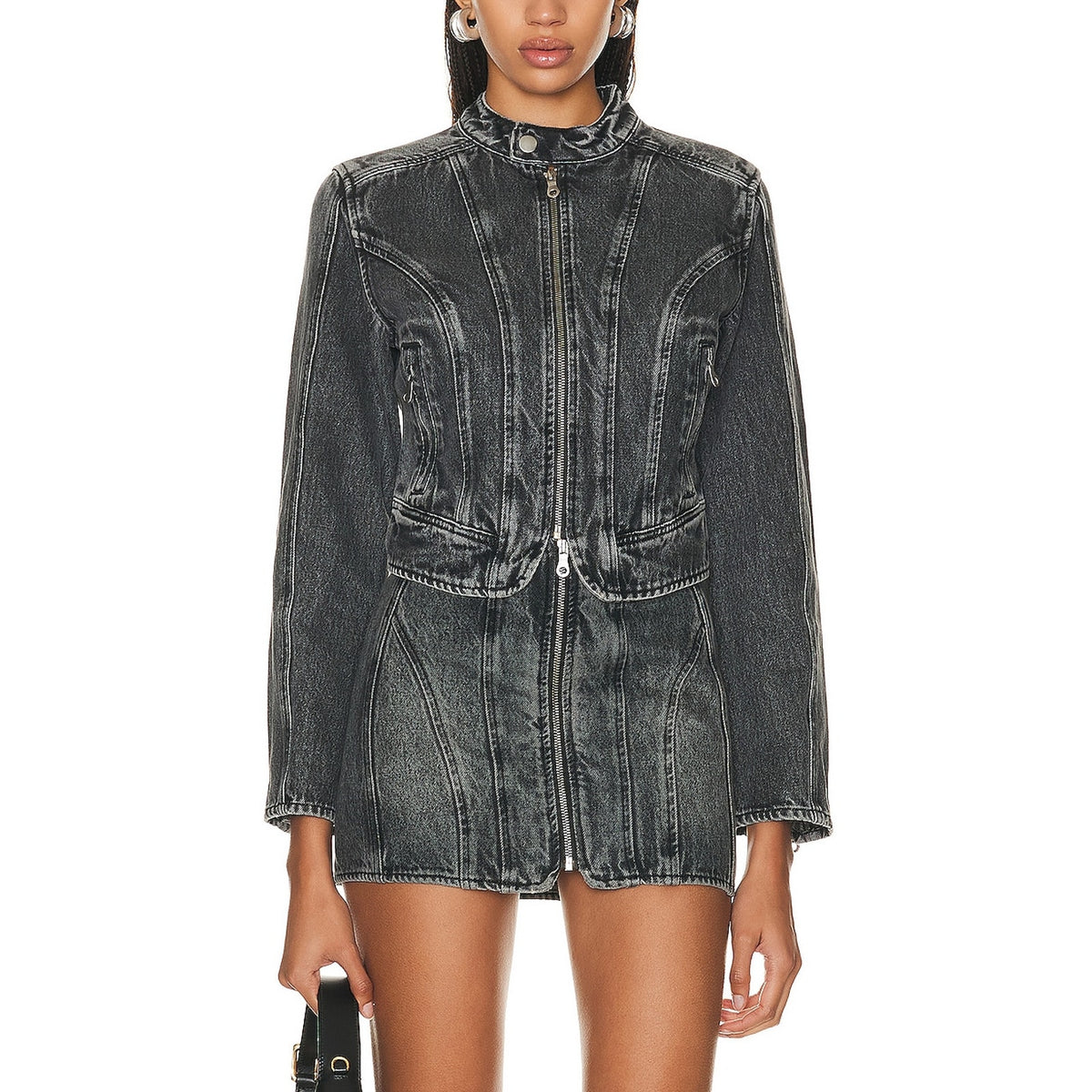 Grlfrnd Washed Gray Racer Jacket Size L