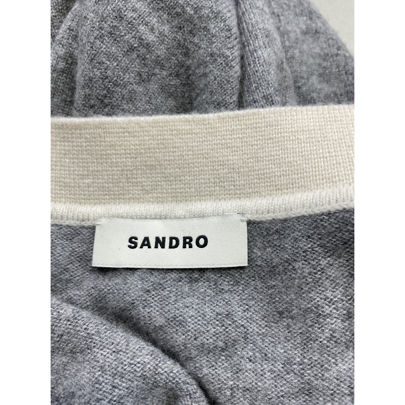 Sandro Sweater With Contrasting Grey Deep V-Neck Sweater Size 3 - NWT
