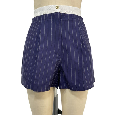 Sandro Pinstriped Blue Twill Shorts Size 34