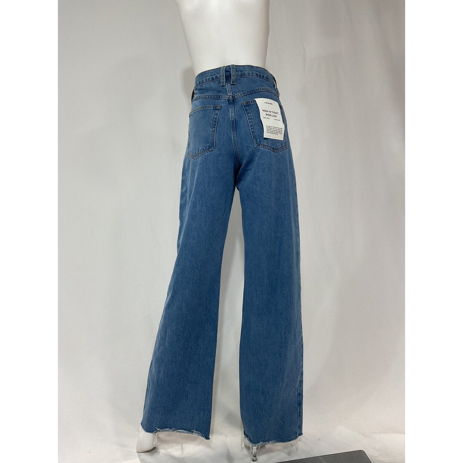 Frame Le High N Tight Blue Wide Denim Jean Size 23