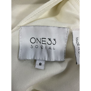 Neiman Marcus Elegant Ivory Twist Back Dress Size 8