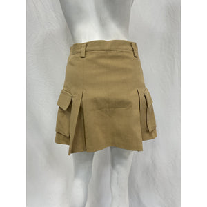 The Frankie Shop 'Audrey' Beige Cotton Pleated Cotton-Twill Mini Skirt Size S