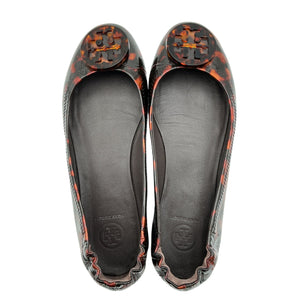 Tory Burch Tortoiseshell Brown Logo Medallion Ballet Flats Size 8.5 M