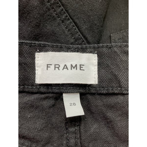 Frame 'Le Grand' Black Garcon Frayed Denim Shorts Size 28