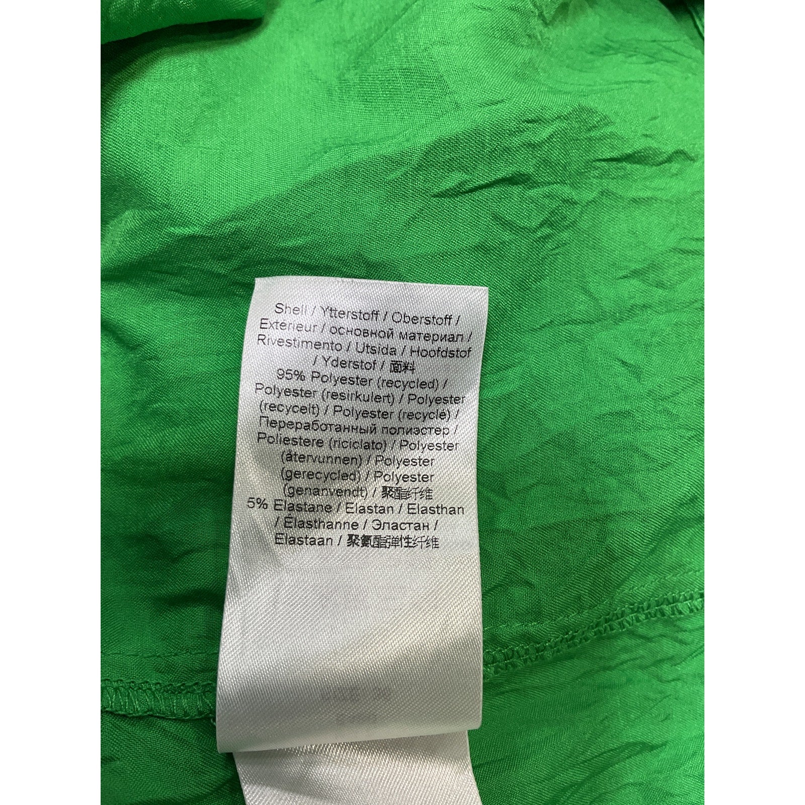Ganni 'Crinkled' Green Polyester Satin Gathered Midi-Dress Size 36