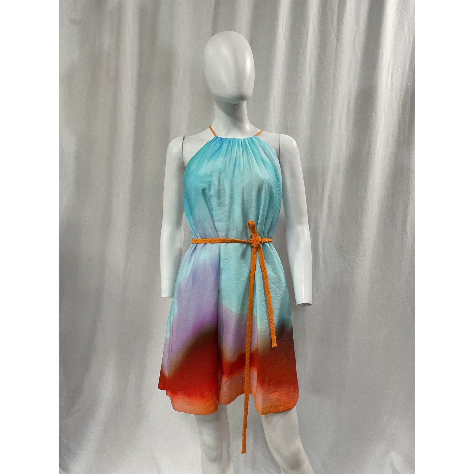 Simkhai 'Odessa' Blue Dip Dye Nylon Printed Cover Ups Mini Tent Dress Size M - NWT