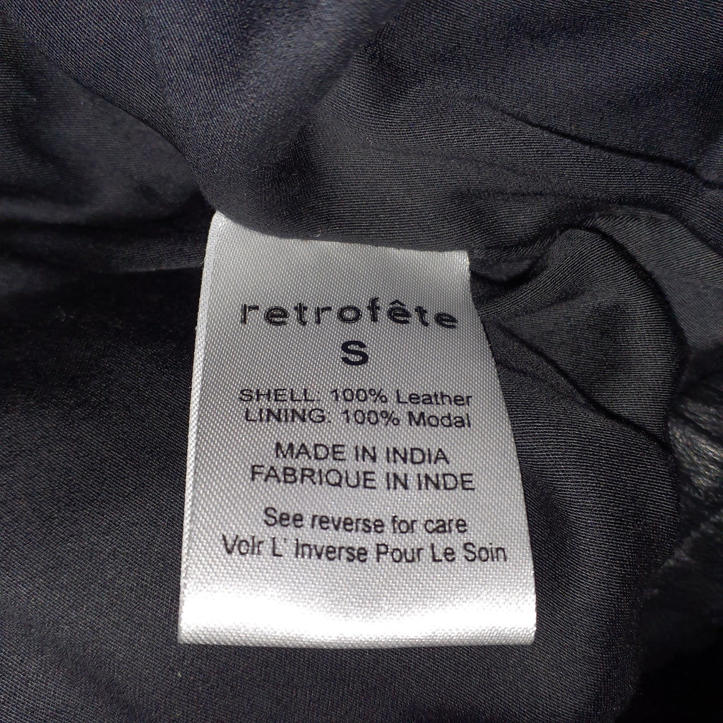 Retrofete 'Stevie' Black Leather Jacket Size S