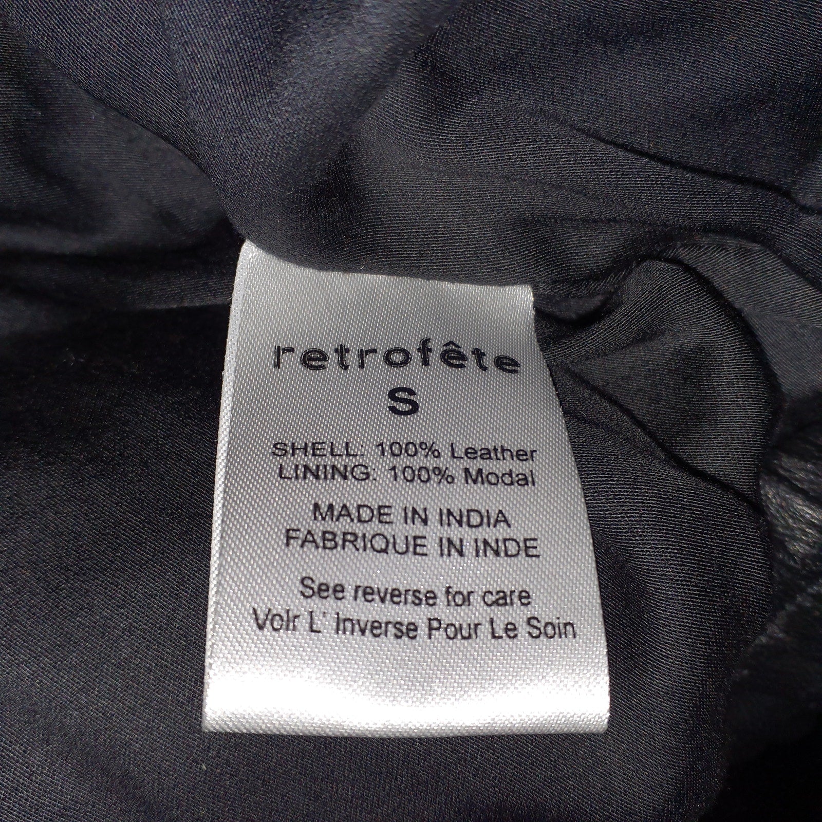 Retrofete 'Stevie' Black Leather Jacket Size S