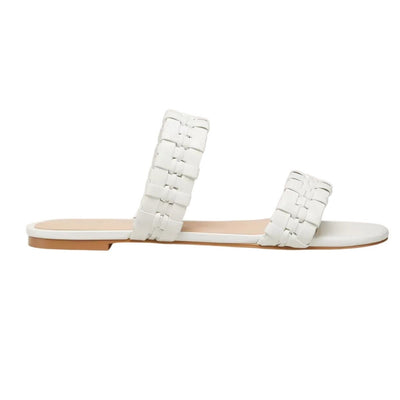 Stuart Weitzman Woven White Venice Slides Size 8
