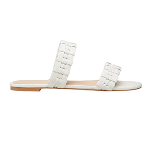 Stuart Weitzman Woven White Venice Slides Size 8