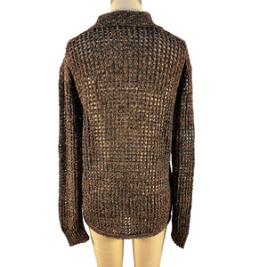 Acne Studios Textured Brown Polo Sweater Size XS