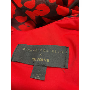 Michael Costello Ruched Red And Black Leopard Afton Mini Dress Size S