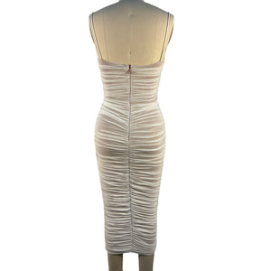Nookie Ruched White Mecca Midi Dress Size S