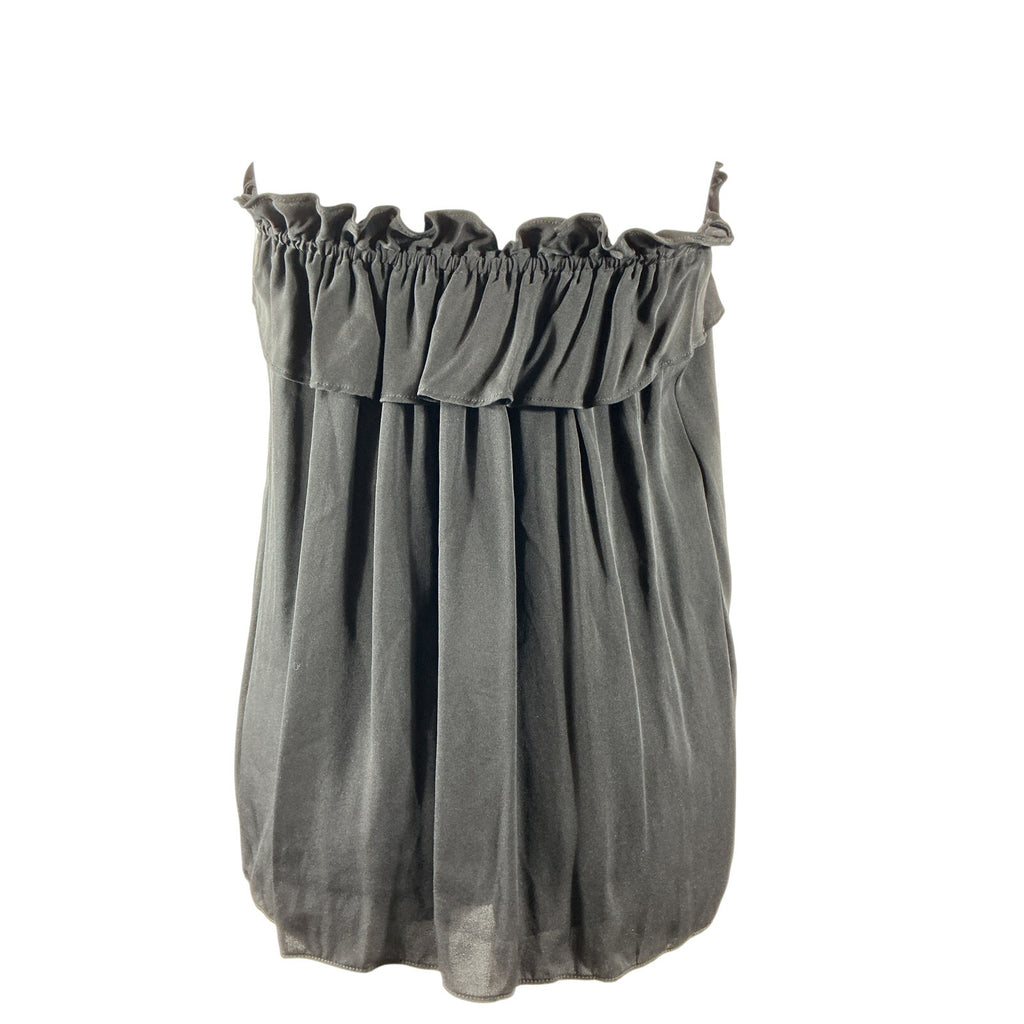 Milly 'April' Black Silk Strapless Ruffled Silk Top Size 2
