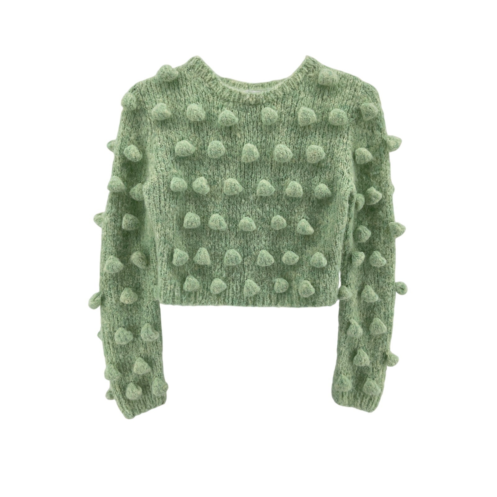 Loewe Cropped Green Acrylic Sweater With Dot Details Size S
