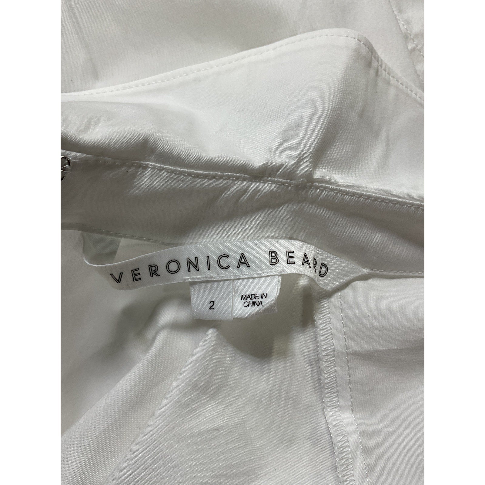 Veronica Beard 'Keora' White Cotton Poplin Top Size 2