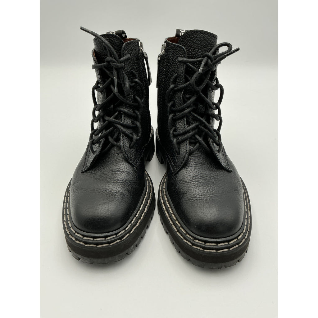 Proenza Schouler Lug Black Leather Sole Combat Boots Size 6