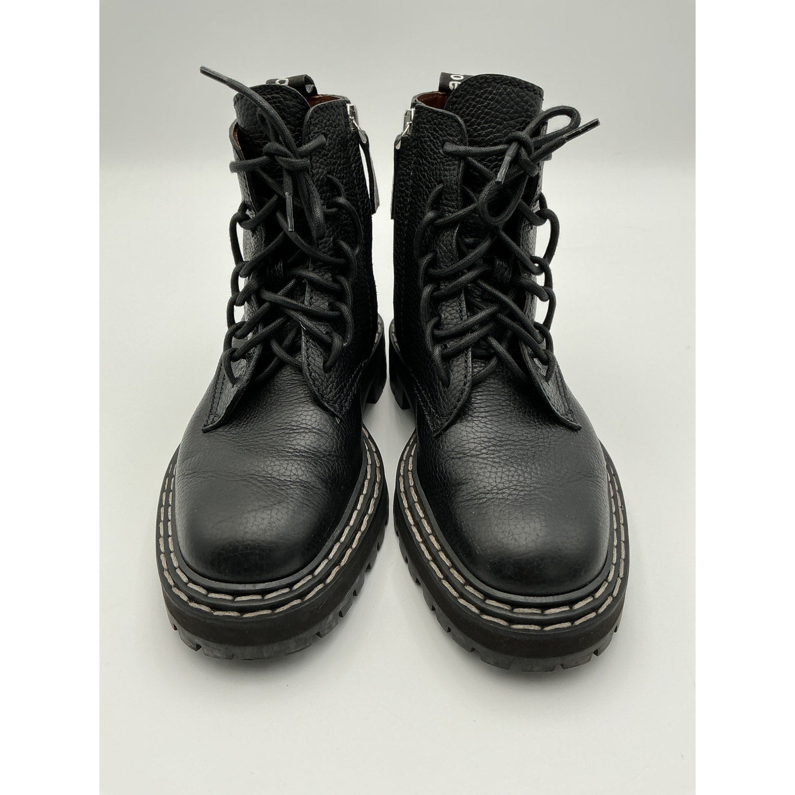 Proenza Schouler Lug Black Leather Sole Combat Boots Size 6