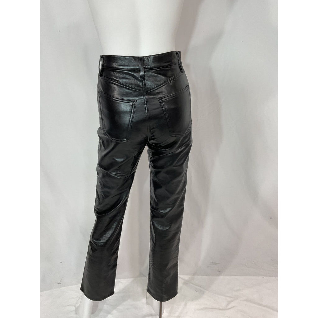 Agolde 'Recycled' Black Leather Fitted '90s' Pants Size 23