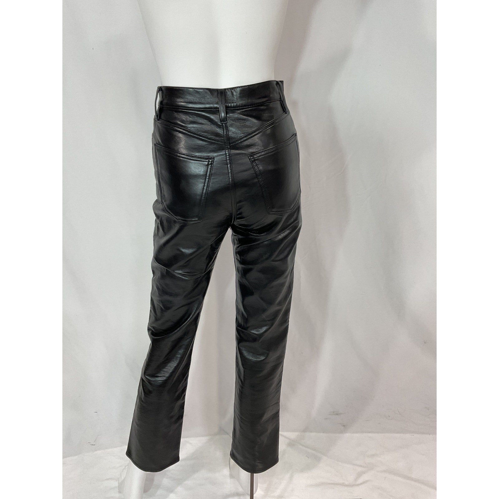 Agolde 'Recycled' Black Leather Fitted '90s' Pants Size 23