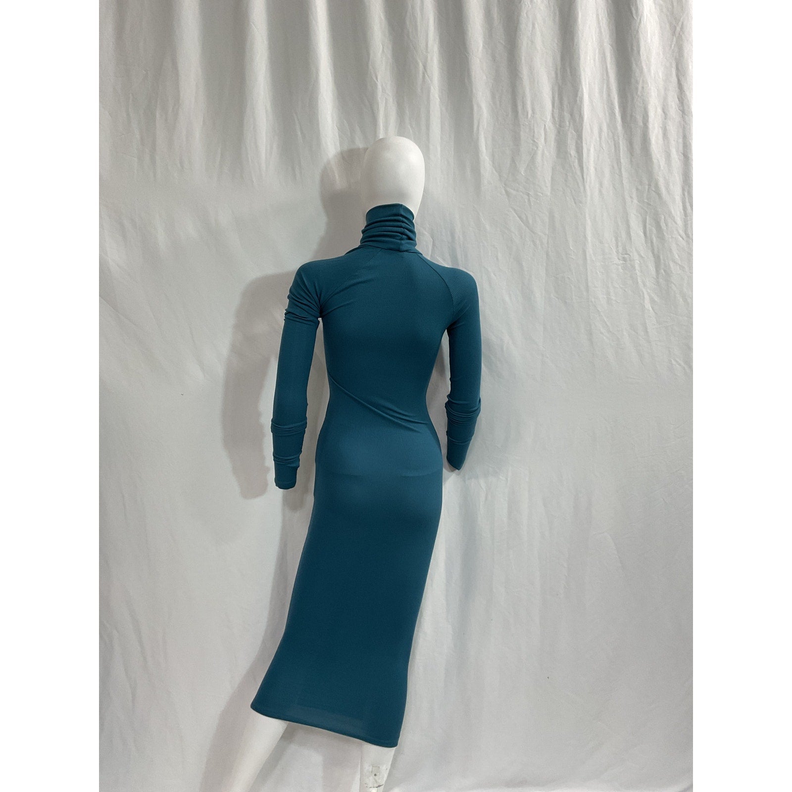 Alix Nyc 'Clarkson' Blue Turtleneck Front Cut Out Midi Dress Size XS