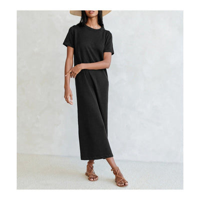 Jenni Kayne Black Linen Short Sleeve T-Shirt Dress Size S