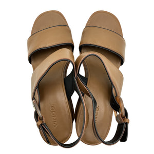 Vince Chic Brown Roma Slingback Platform Wedge Sandals Size 8.5 M