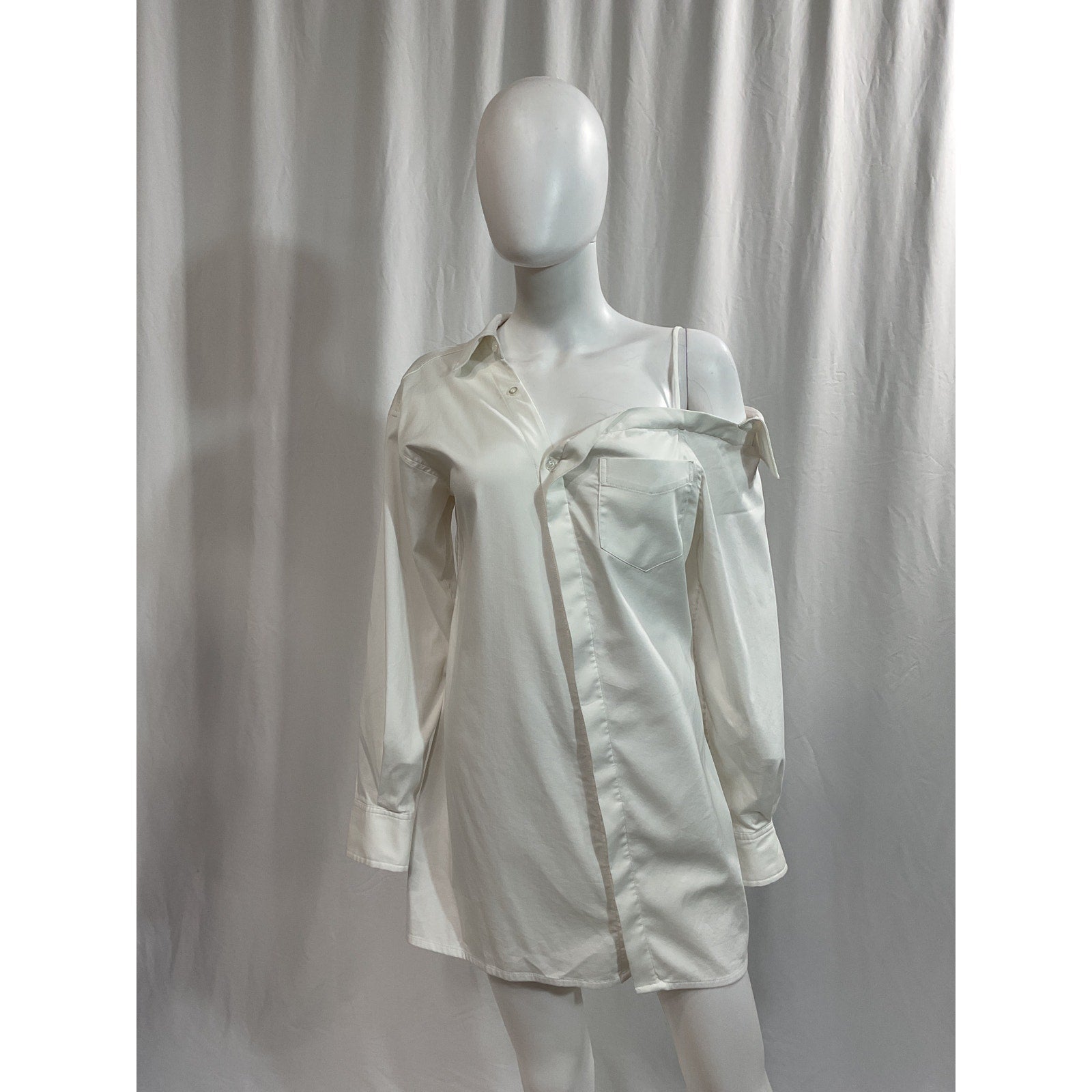 L'Academie 'Khloe' White Off Shoulder Mini Poplin Dress Size M