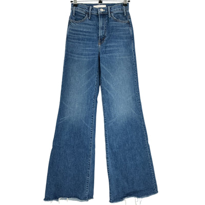 Mother Flared Blue The Hustler Roller Heel Fray Denim Jeans Size 24
