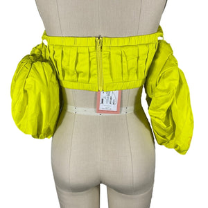 Cult Gaia Pleated Citron Carly Top Size 4 NWT