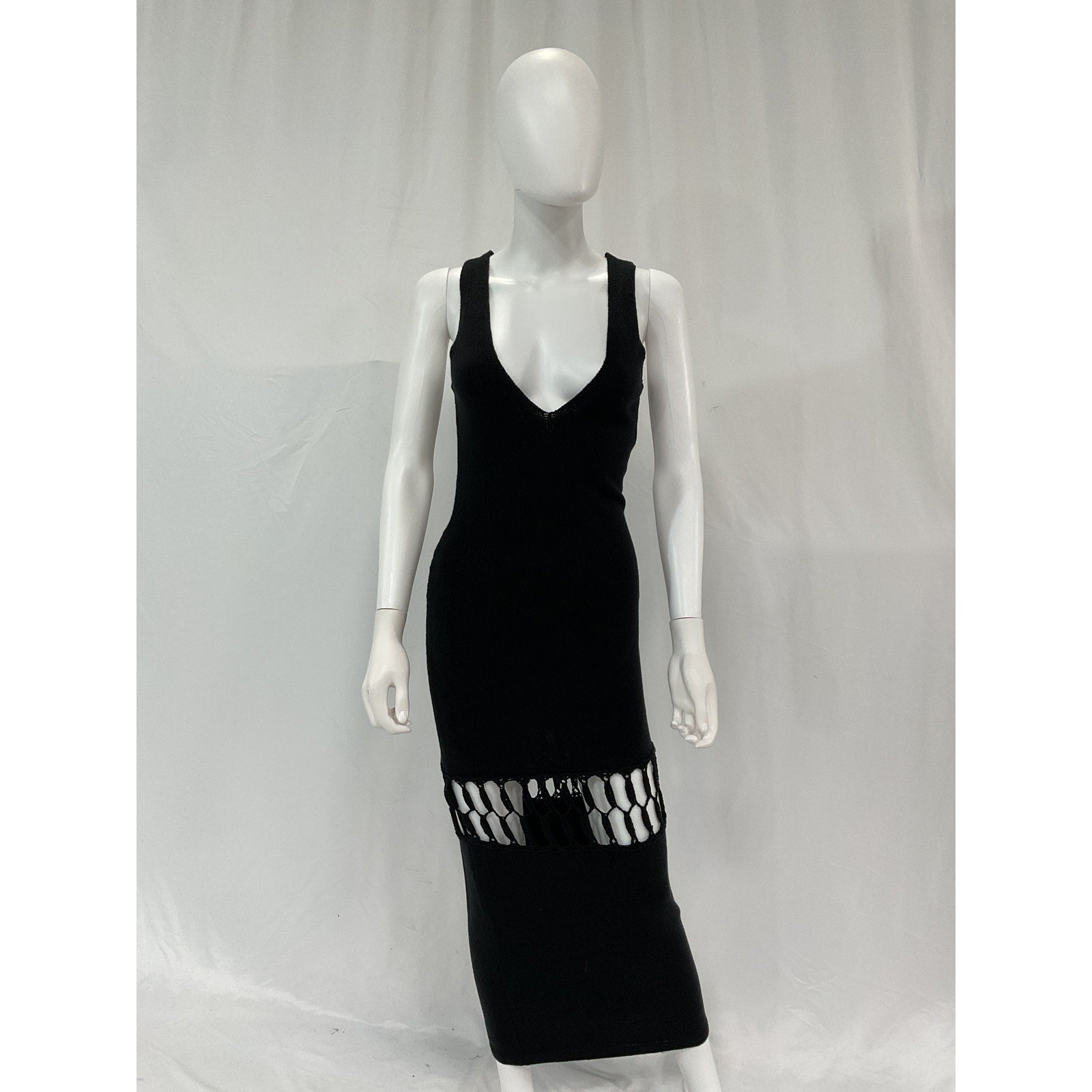 Michael Costello x Revolve 'Nicola' Black Mixed Crochet Maxi Dress Size S