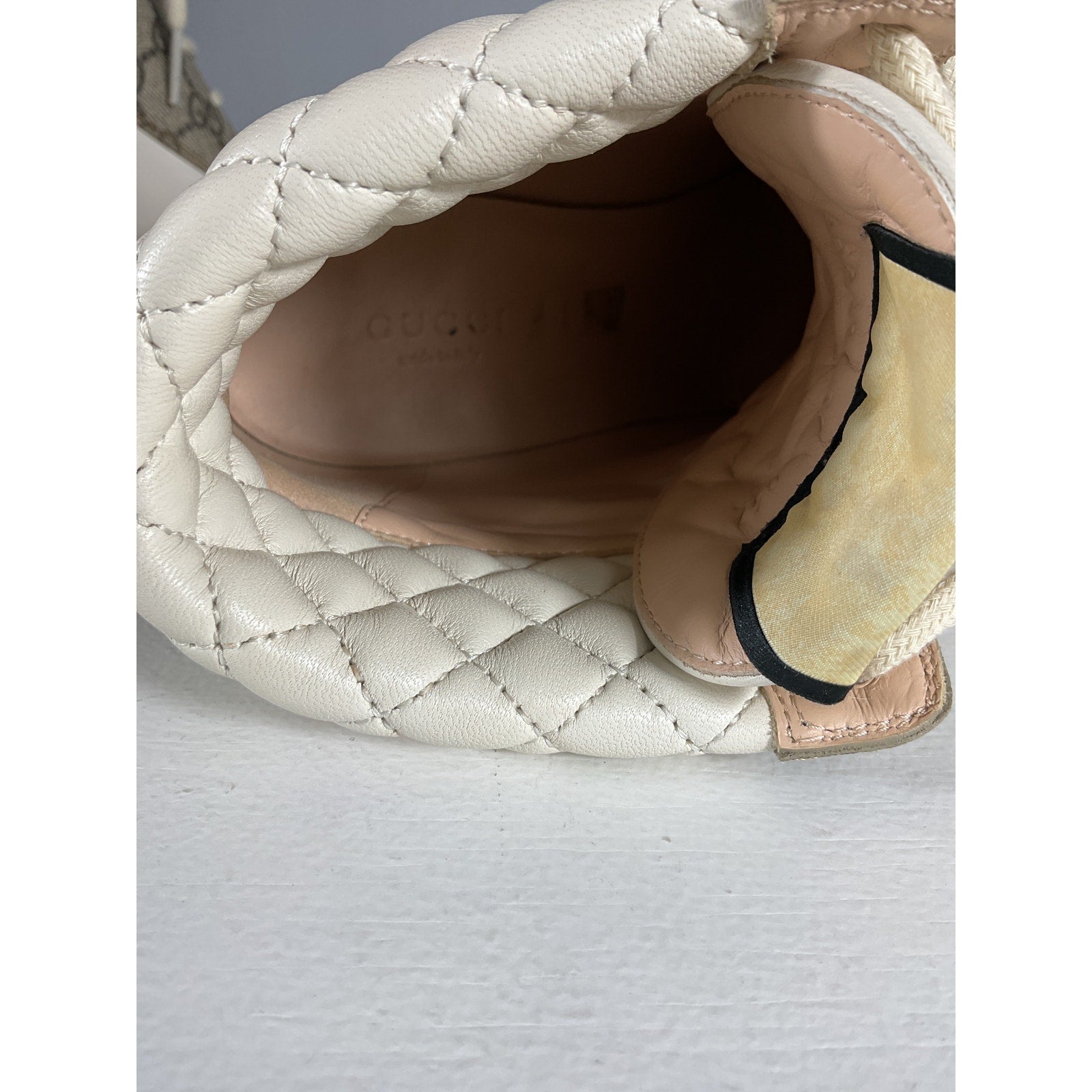 Gucci White Leather Trip GG Bootie Size 7