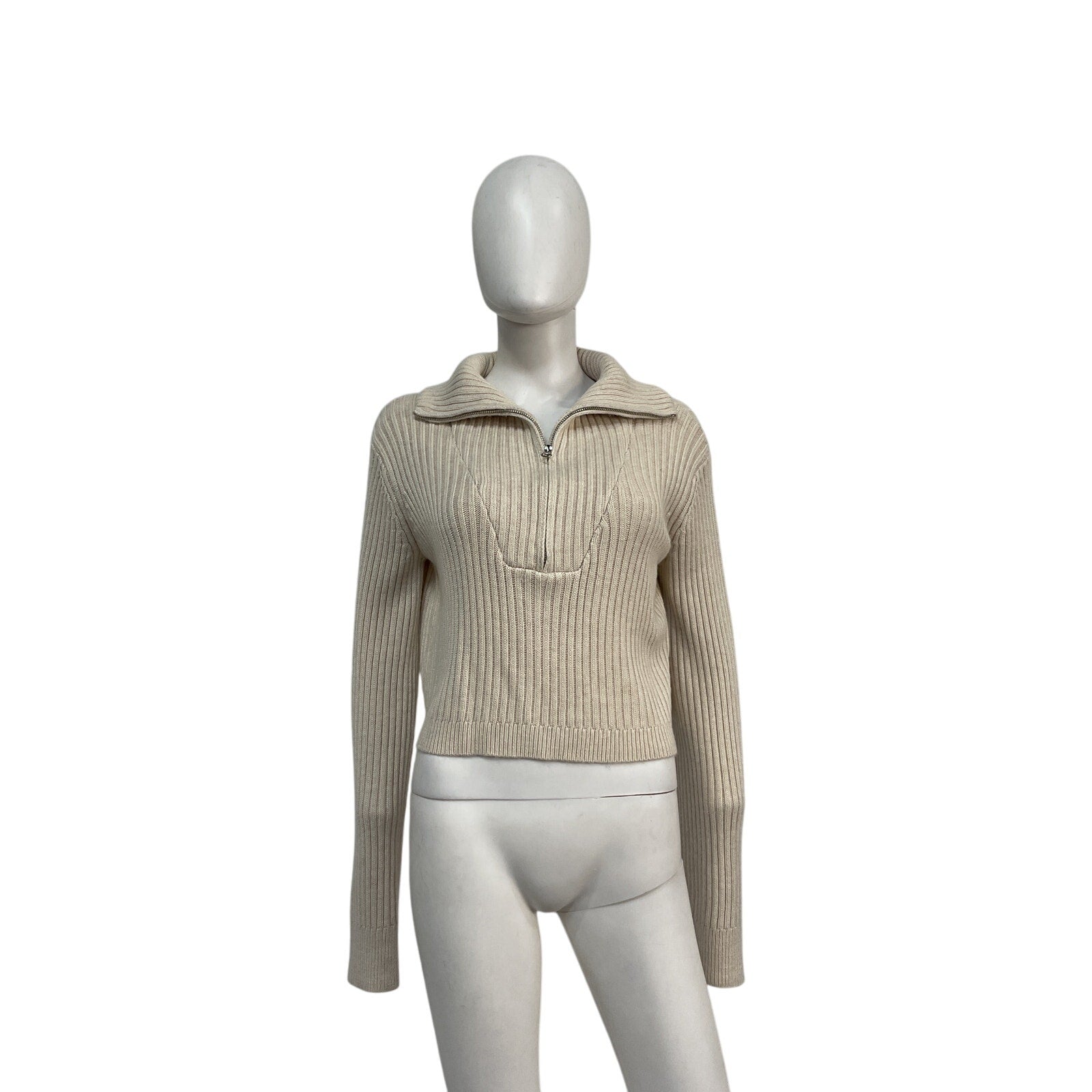 Tularosa 'Lovelle' Cream Acrylic Zip Up Sweater Size M